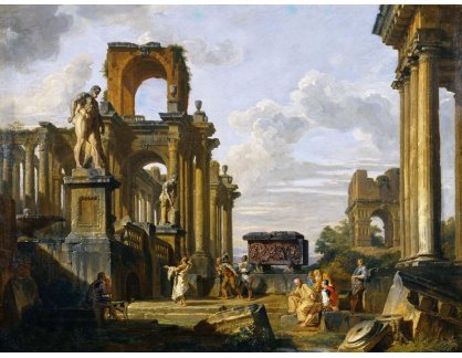 SO X-488 Giovanni Paolo Panini - Architektonické capriccio na Forum Romanum s filozofy a vojáky