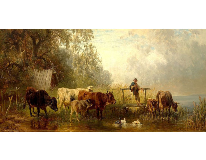 DDSO-2447 Friedrich Voltz - Pastýř s krávami a kachny na vodě