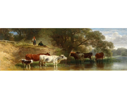 A-1296 Friedrich Voltz - Krávy pasoucí se u řeky