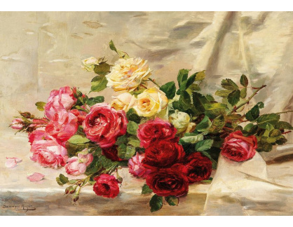 A-1317 Dominique-Hubert Rozier - Kytice růží ležící na damaškové látce