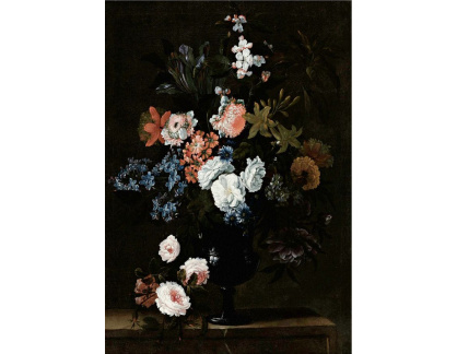 A-1495 Simon Hardimé - Zátiší s květinami ve váze spočívající na kamenné římse