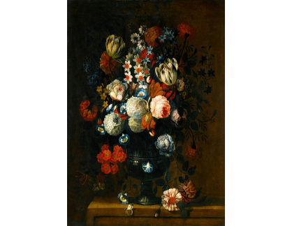 A-1496 Simon Hardimé - Zátiší z růží, tulipánů, pivonek, narcisů a dalších květin ve zdobené váze