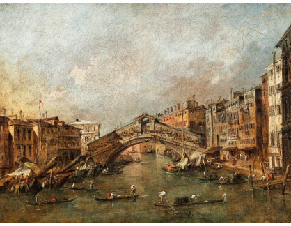 A-1689 Francesco Guardi - Most Rialto s Riva del Vin v Benátkách