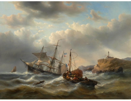 A-1690 Francois Musin - Plachetnice u pobřeží