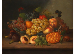 A-1765 Johann Georg Seitz - Zátiší s miskou ovoce, ananasem a motýlem