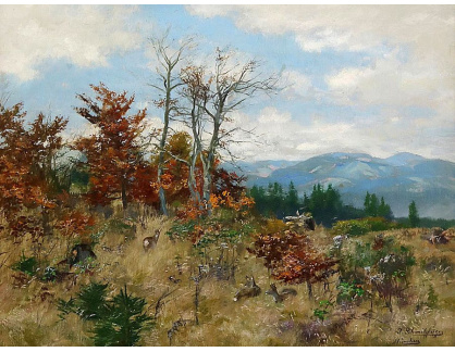 A-1775 Josef Schmitzberger - Srnky na podzimní lesní mýtině