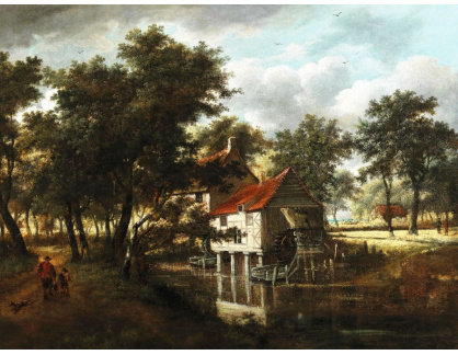 A-1810 Neznámý autor - Zalesněná krajina s vodním mlýnem