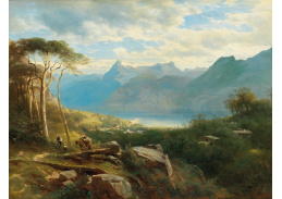 DDSO-2411 Leopold Heinrich Vöscher - Pohled na jezero a Bernskou vysočinu