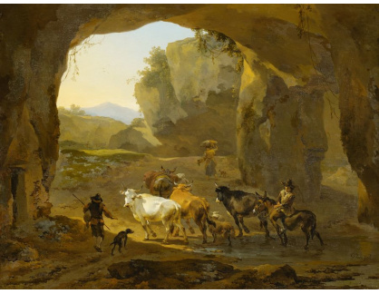 A-1813 Nicolaes Berchem - Pastevci krav v jeskyni
