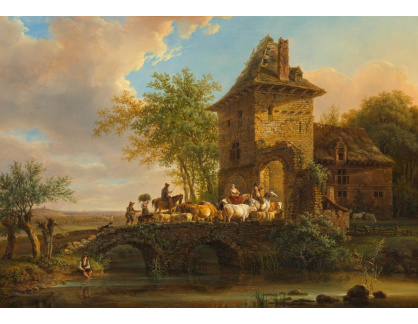 A-2154 Henri Van Assche - Pastýři s dobytkem na mostě