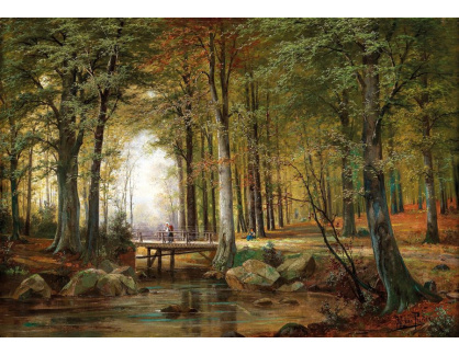A-2226 Jacobus Johannes van Poorten - Lesní krajina s potokem a mostem