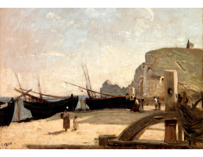 A-2296 Jean-Baptiste Camille Corot - Pláž v Etretatu