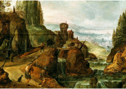 A-2326 Joos de Momper a Sebastiaen Vrancx - Horská krajina s vodopádem a postavami před přístavem
