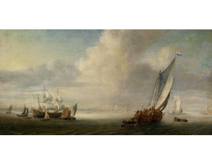 A-2552 Abraham de Verwer - Pohled na moře s přístavem v pozadí