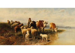 A-2593 Christian Friedrich Mali - Pastýřka se svým stádem na břehu Chiemsee