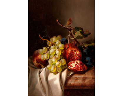 A-2896 Josef Lauer - Zátiší s hrozny, broskví a granátovým jablkem