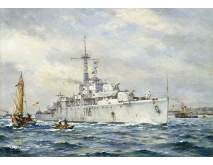 A-2995 B. F. Gribble - HMS Amethyst připlouvá do Hongkongu 3 srpna 1949