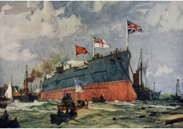 A-3025 Charles Edward Dixon - Bitevní loď HMS London v Portsmouthu roku 1899