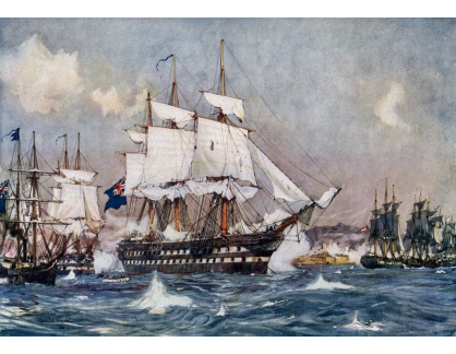 A-3046 Charles Edward Dixon - HMS Powerful v bitvě u St Jean D Acre roku 1840