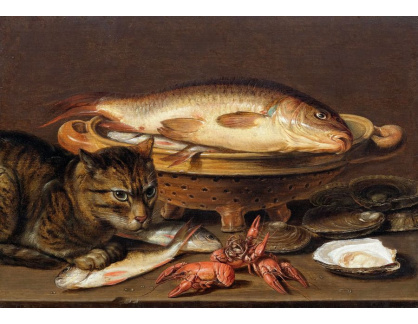DDSO-4500 Clara Peeters - Zátiší s kočkou, rybami, ústřicemi a raky