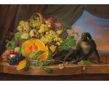 DDSO-4518 Franz Xaver Petter - Zátiší s ovocem a opicí