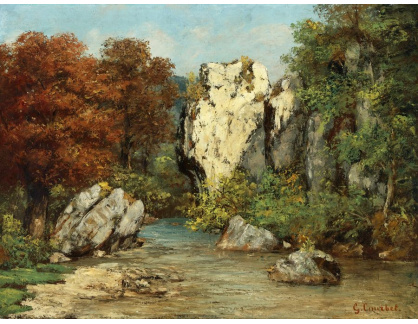A-3485 Gustave Courbet - Krajina s potokem a skálou