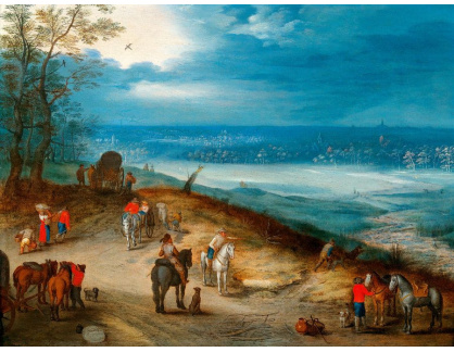 A-3555 Jan Brueghel - Rolníci na cestě v rozsáhlé krajině