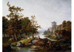 A-3592 Jean-Baptiste Huet - Krajina s pastýřkou a mladým rybářem