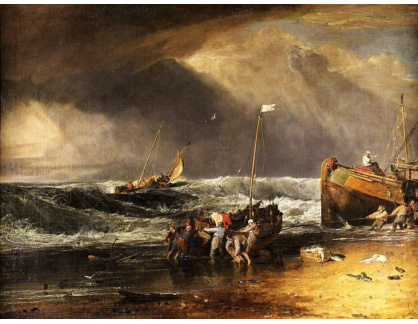 A-3635 Joseph Mallord William Turner - Pobřežní scéna s rybáři táhnoucími loď na břeh