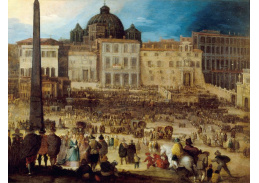 A-3663 Louis de Caulery - Pohled na Svatopetrské náměstí v Římě při volbě papeže roku 1592