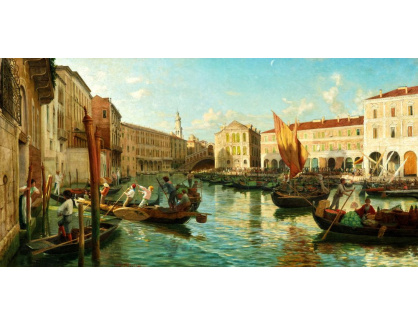 A-3871 Luigi Ferrazzi - Canal Grande s ranním trhem v Benátkác