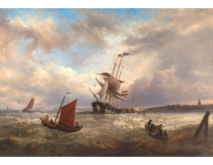 A-4031 Elias Pieter van Bommel - Rybáři a loď Elisa u pobřeží