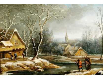 A-4231 Jacques d Arthois - Zimní krajina s rolníky sbírajícími dřevo