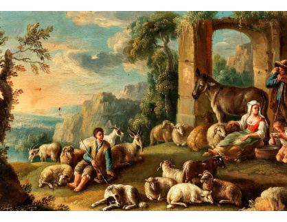 A-4299 Johann Matthias Twinger - Jižní krajina s pastýři a jejich stádem