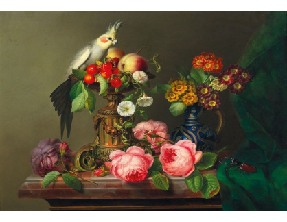 DDSO-4639 Leopold Brunner - Květinové zátiší s papouškem