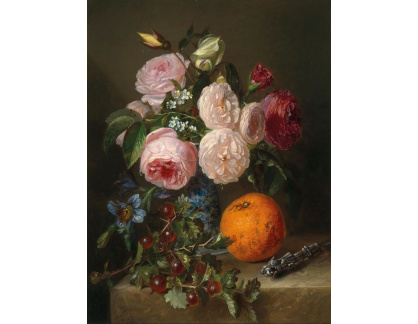 A-4499 Adriana Johanna Haanen - Zátiší s květinami, pomeranči, růžemi a angreštem