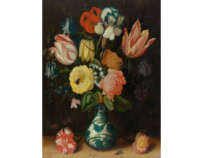 A-4510 Balthasar van der Ast - Zátiší s tulipány, růžemi a karafiáty v porcelánové váze Wan Li