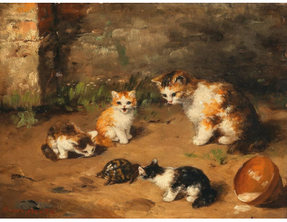A-5046 Arthur-Alfred Brunel de Neuville - Zvědavé kotě s želvou