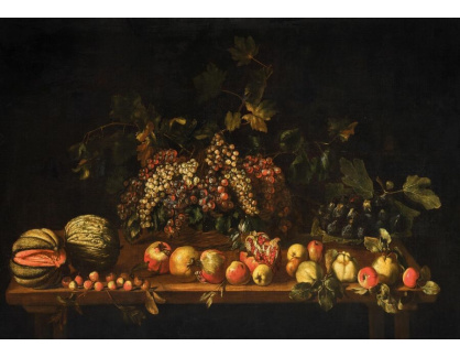 A-5257 Agostino Verrocchi - Hrozny v košíku, melouny a granátová jablka