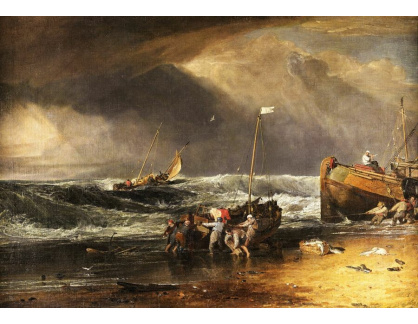 A-5457 Joseph Mallord William Turner - Pobřežní scéna s rybáři táhnoucími loď na břeh