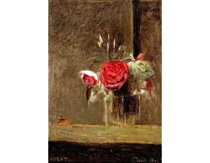 A-5757 Jean-Baptiste Camille Corot - Růže ve skleněné váze