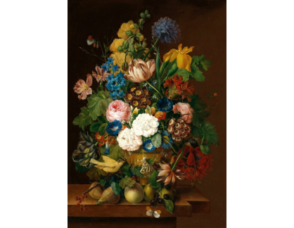 A-5759 Johann Baptist Drechsler - Smíšené květiny v měděné váze