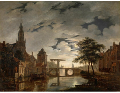 A-6819 Bartholomeus Johannes van Hove - Holandské město za měsíčního svitu
