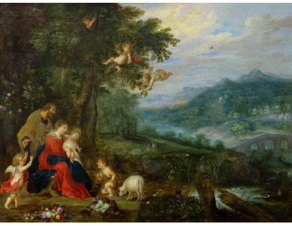 A-7010 Jan Brueghel a Pieter Van Avont - Svatá rodina na útěku do Egypta s anděly v krajině