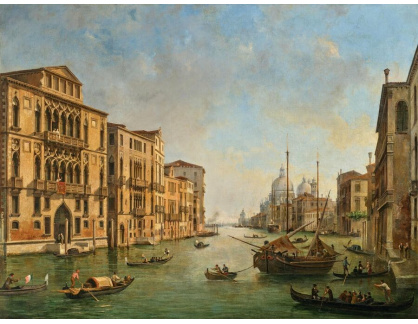A-7087 Luigi Querena - Pohled na Canal Grande z Palazzo Cavalli-Franchetti se Santa Maria della Salute v Benátkách