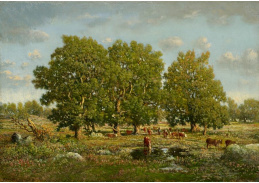 A-7695 Théodore Rousseau - Krajina s krávami a duby