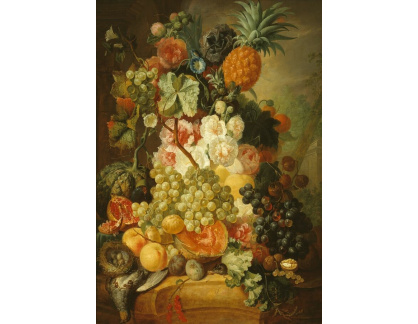 A-7845 Jan Van Os - Zátiší s květinami a ovocem