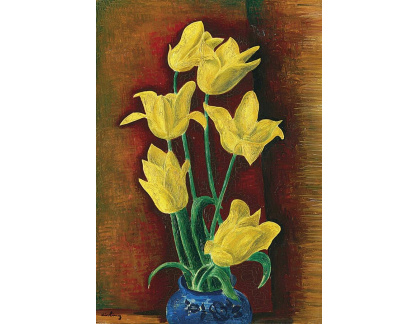 A-8266 Moise Kisling - Váza se žlutými tulipány