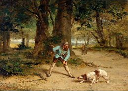 DDSO-3516 Gustave Courbet - Lovec se svým psem v lesní krajině