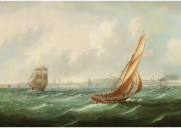 DDSO-4253 Thomas Buttersworth - Fregata královského námořnictva v Solentu z ostrova Wight